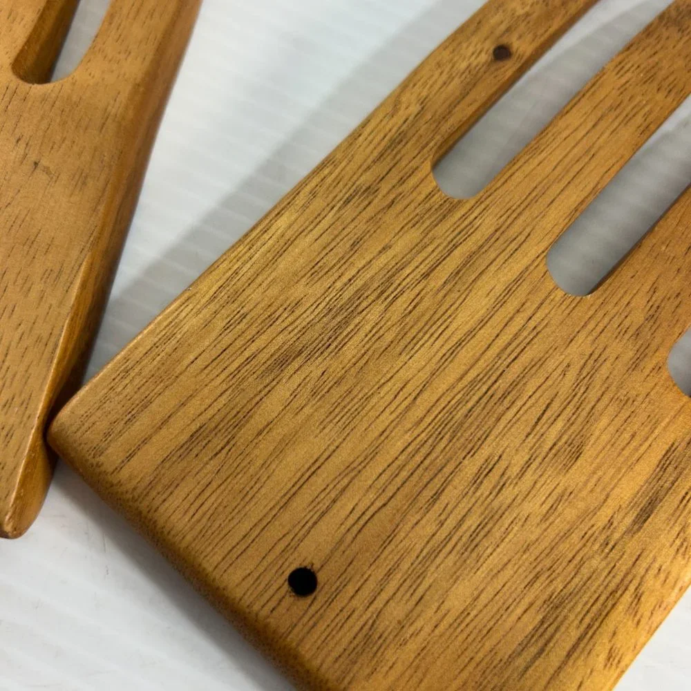 Wood Salad Pasta Server Hands Bear Claws Modern 6.5